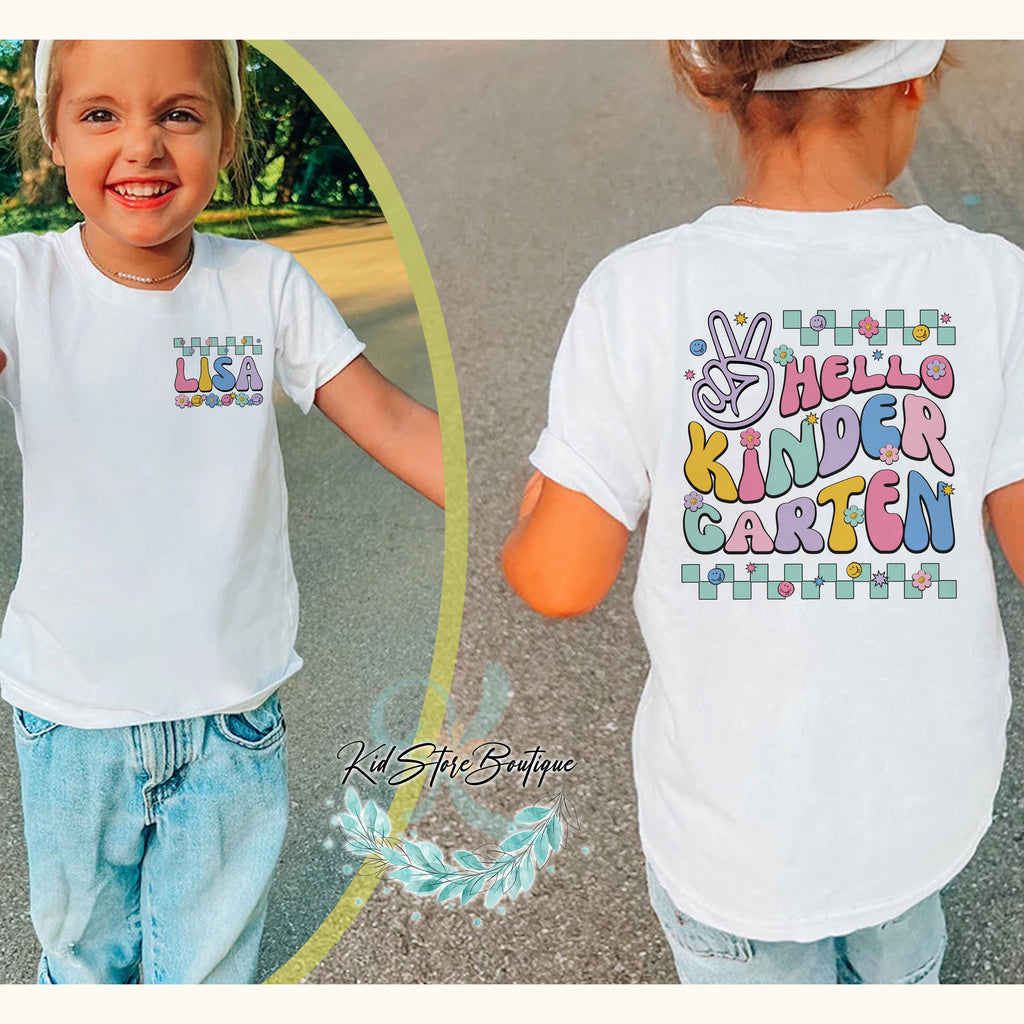 Hello Kindergarten Shirt, Kindergarten Rainbow Shirt, Kindergarten Teacher Shirt, Cute Teacher Shirt, Teacher Gift, Kindergarten Teacher