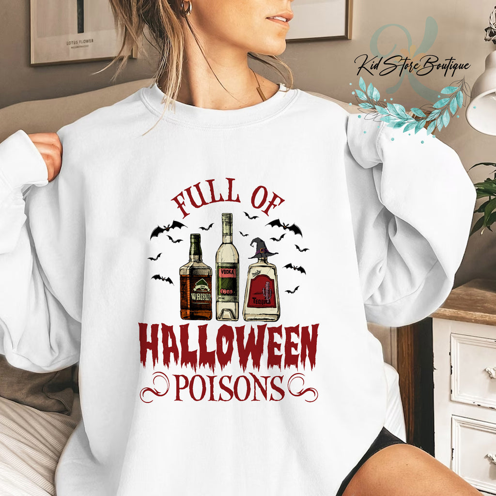Vintage Vodka Shirt, Halloween Witches Drinking Party Full Of Halloween Poisons Shirt, Wine Shirt, Vodka Shirt, Spooky Vibes Shirts