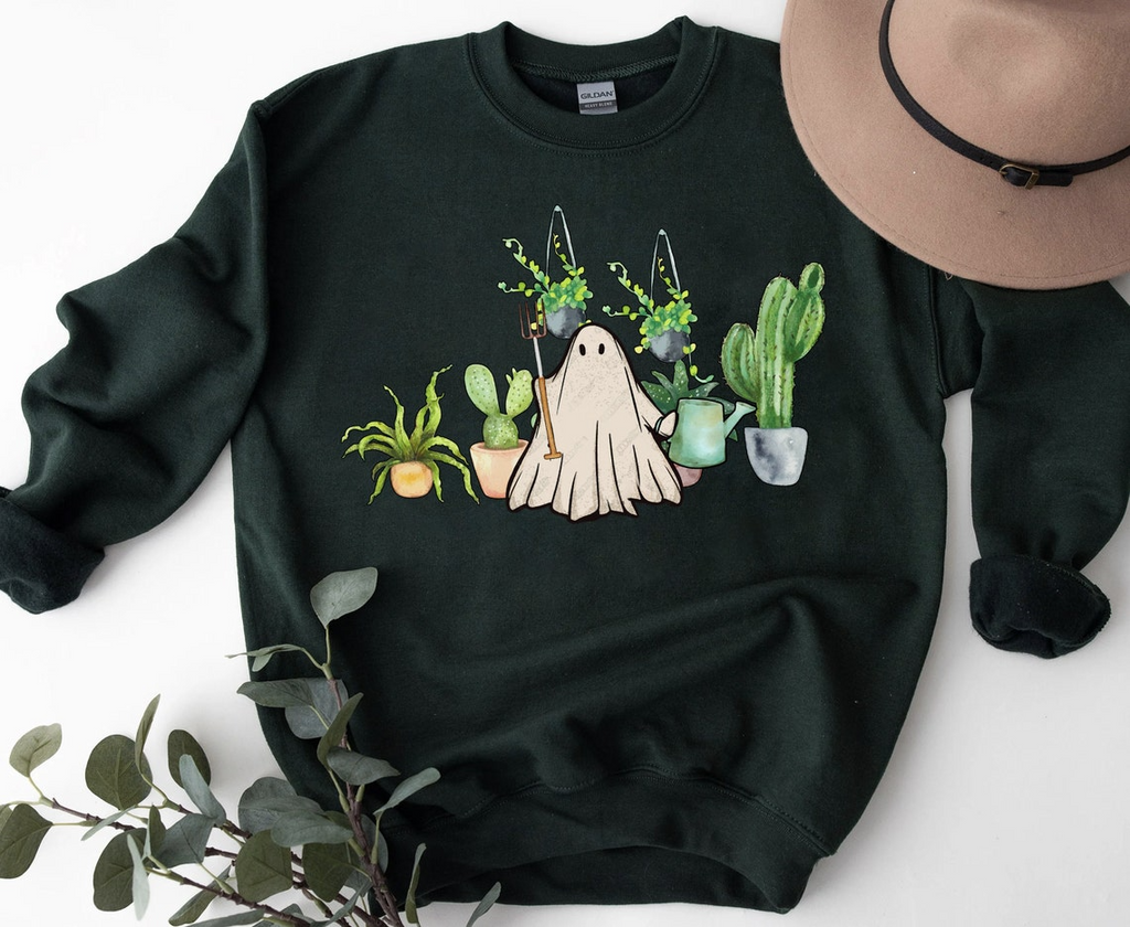 Plant Lover Ghost Gardening Shirt, Plant Mom Shirt, Plant Witch Clothing, Spooky Ghost Shirt, Botanical Ghost Shirt, Gardening Shirt