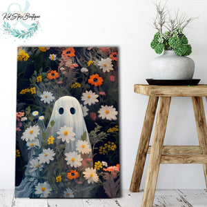 Botanical Ghost Unframed Poster/Canvas, cottagecore Ghost Meadow decor, Dark Academia, Spooky ghost, Halloween decor, Halloween gift