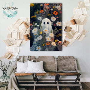 Botanical Ghost Unframed Poster/Canvas, cottagecore Ghost Meadow decor, Dark Academia, Spooky ghost, Halloween decor, Halloween gift