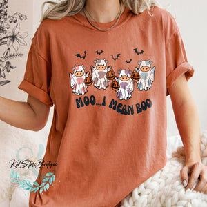 Moo I Mean Boo Shirt, Funny Cow Shirt, Ghost Cow Halloween Shirt, Cute Boo Tee, Spooky Season Tshirt, Halloween Party Shirt, Gift For Farmer