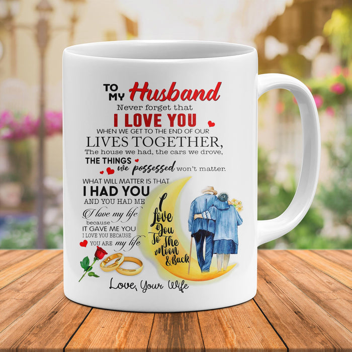 To My Husband Never Forget That I Love You To The Moon And Back Mug - Couple Cups