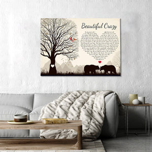 Beautiful Crazy Song Lyric Luke Combs - Couple Bear Canvas- 0.75 & 1.5 In Framed - Wall Decor, Canvas Wall Art