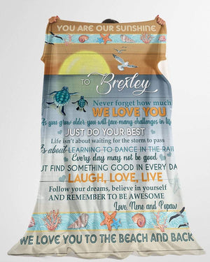 Personalized You Are My Sunshine Never Forget How Much We Love You Blanket From Dad and Mom- Best Gifts for Daughter/ Son