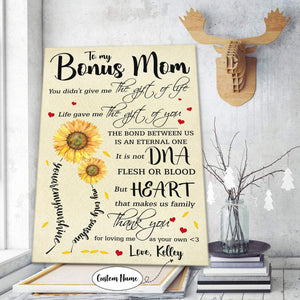 To My Bonus Mom Life Gave Me The Gift Of You Personalized Canvas - Gift For Bonus Mom - 0.75 & 1.5 In Framed -Wall Decor, Canvas Wall Art