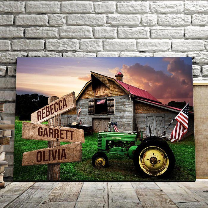 Personalized God Bless America Flag Canvas - Street Signs Customized With Names Canvas