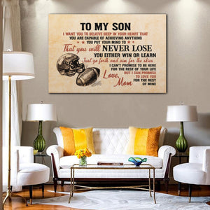 To My Son I Want You to Believe Deep in Your Heart Canvas- 0.75 & 1.5 In Framed - Home Decor - Canvas Wall Art