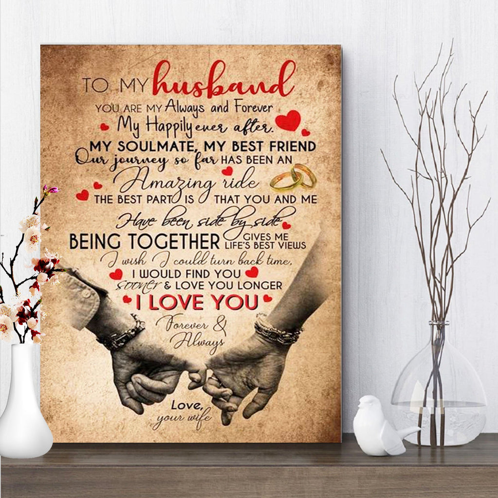 To My Husband You Are My Always And Forever 0.75 & 1.5 In Framed Canvas - Wall Decor, Canvas Wall Art