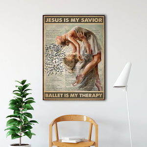 Jesus Is My Savior Ballet Is My Therapy Canvas- 0.75 & 1.5 In Framed - Home Decor, Canvas Wall Art