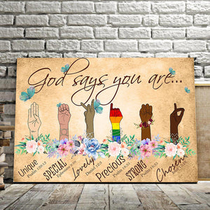 Humanity Includes LGBT, Apartheid - God Say You Are Unique, Special And Lovely 0.75 and 1,5 Framed Canvas - Home Decor - Canvas Wall Art