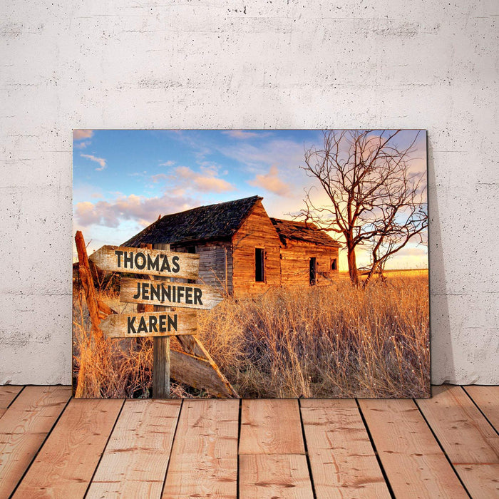 Sunset At The Farm Multi - Names Canvas - Family Street Signs Customized With Names Canvas