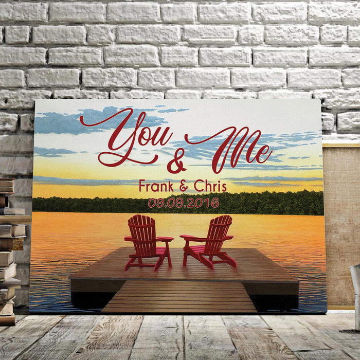 Personalized Relaxing Sunset Lake Life You and Me We Got This Framed Canvas