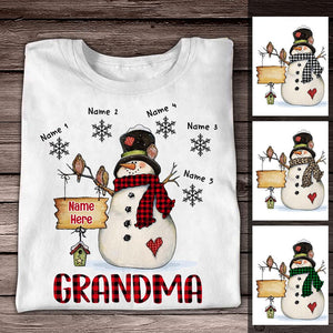 Grandma Snowman Shirt, Personalized Chistmas Shirt