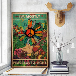 Hippie Girl Im Mostly Peace Love And Light Vertical Canvas Wall Art - 0.75 & 1.5 In Framed -Wall Decor, Canvas Wall Art