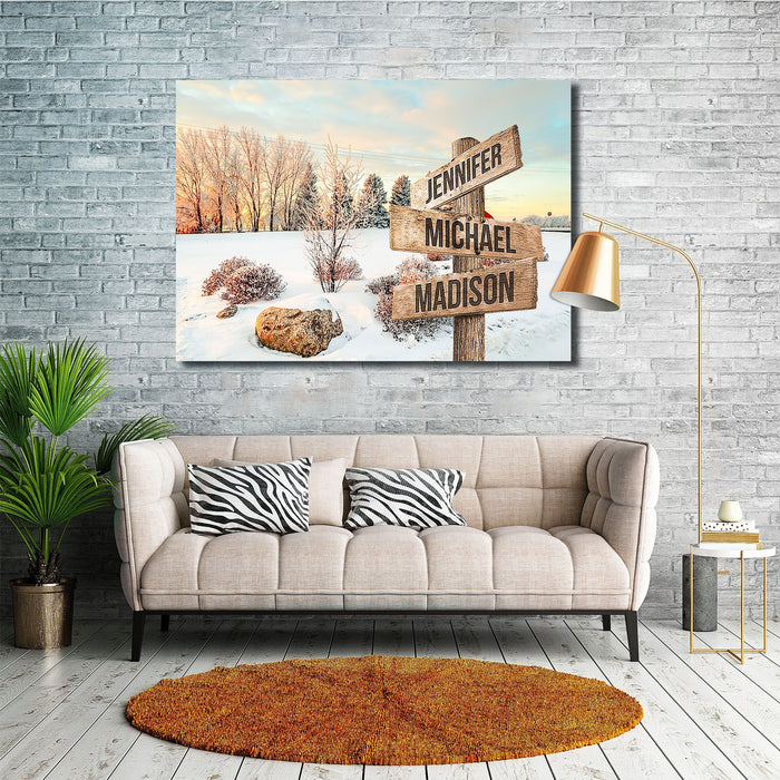 Beautiful Winter Multi - Names Premium Canvas - Family Street Signs Customized With Names Canvas