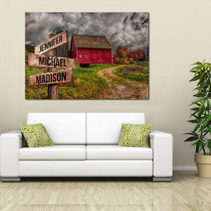 Personalized Home Barn Multi-Names Canvas - Street Signs Customized With Names- 0.75 & 1.5 In Framed -Wall Decor, Canvas Wall Art