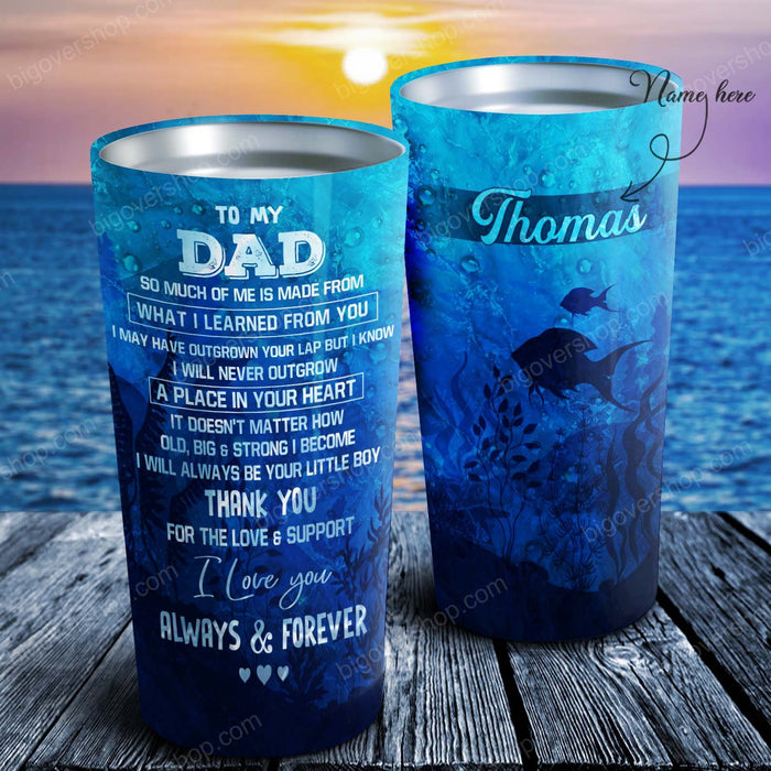 To My Dad - Fish Waves - Personalized Tumbler - Father's Day Gift, Dad Tumbler, Dad Cup, Best Dad Gift