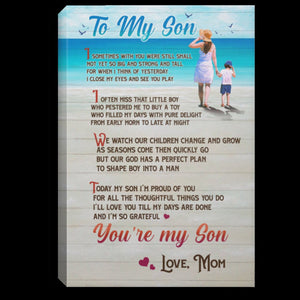 To My Son I am Proud Of You Canvas- Gift for Son From Mom - 0.75 & 1.5 In Framed -Wall Decor,Canvas Wall Art