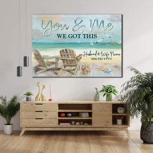 Personalized You and Me With Names and Anniversary Canvas -0.75 & 1.5 In Framed -Wall Decor, Canvas Wall Art