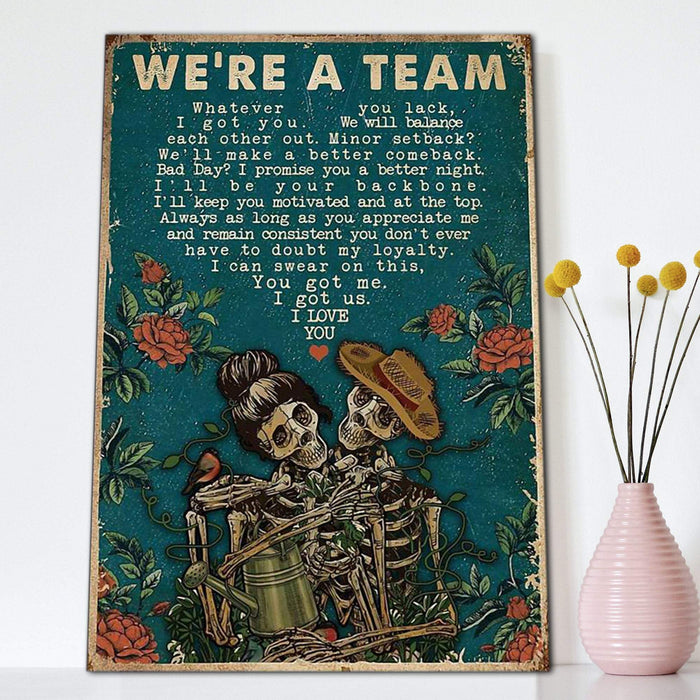 Skeleton Gardening We're A Team - Couple Canvas