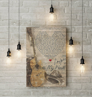 George Strait I Cross My Heart Lyrics 0.75 & 1.5 In Framed Canvas -Home Living - Wall Decor, Canvas Wall Art