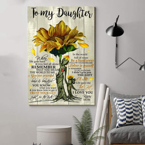 To My Daughter Be a Sunflower Follow Your Dreams Believe In Yourself Canvas - Gifts For Daughter- Wall Decor, Canvas Wall Art