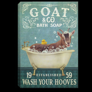 Goat Co Bath Soap Wash Your Hooves Established 1959 Framed Canvas - 0.75 & 1.5 In Framed -Wall Decor, Canvas Wall Art