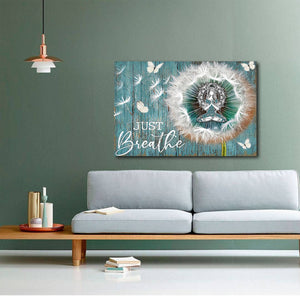 Woman Meditating With Dandelion Flower And Butterfly Canvas - Memorial Canvas- 0.75 & 1.5 In Framed -Wall Decor, Canvas Wall Art