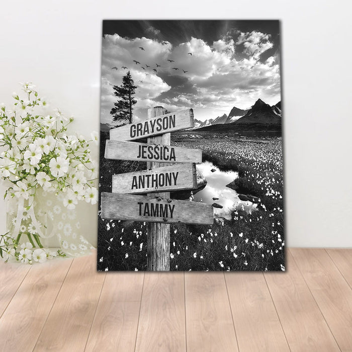 Personalized Flying Birds Multi - Names Premium Canvas - Street Signs Customized With Names Canvas