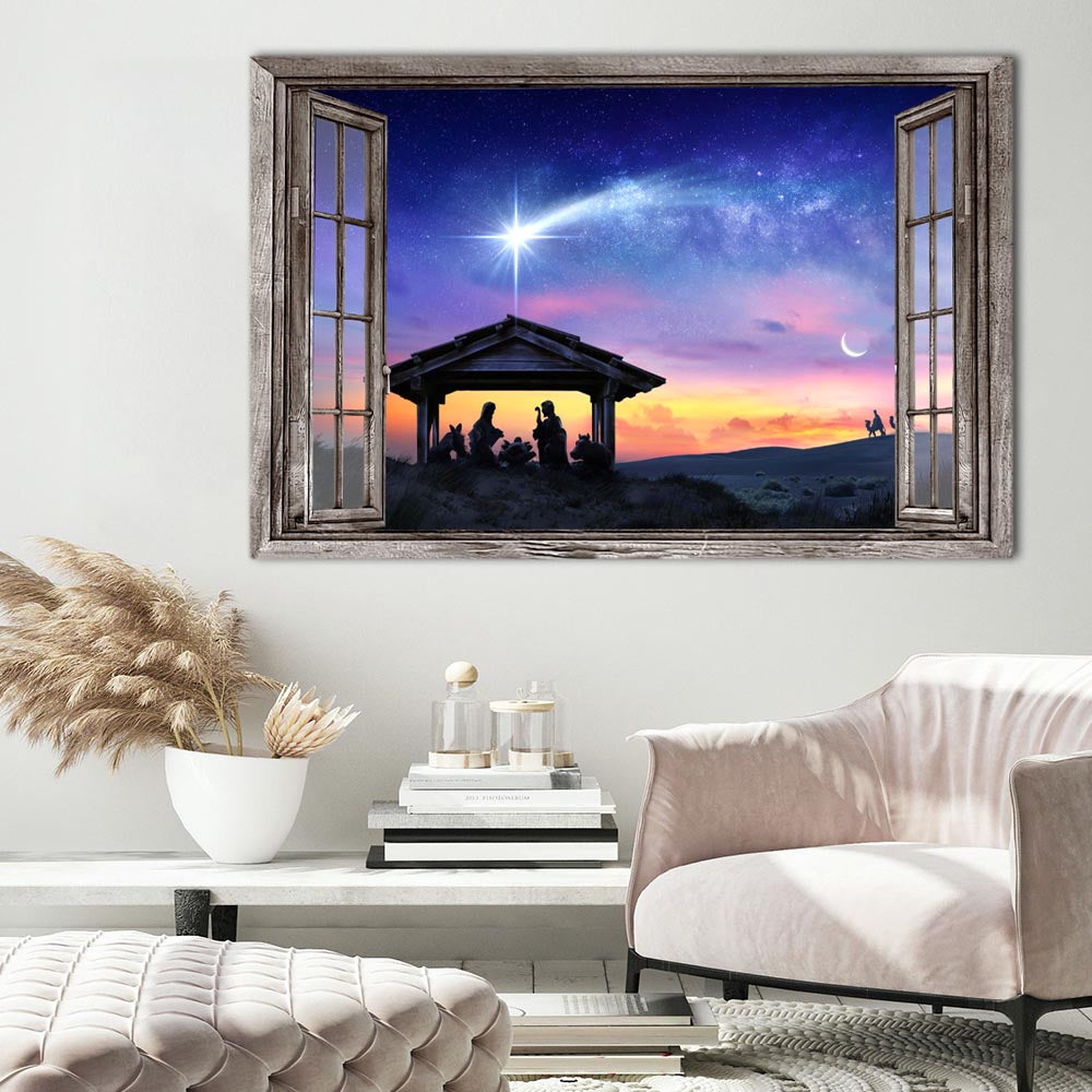 Beautiful Night and Comet outside the window, Couple Canvas