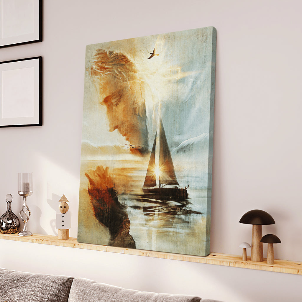 God and the boat light up the sea Wall-art Canvas