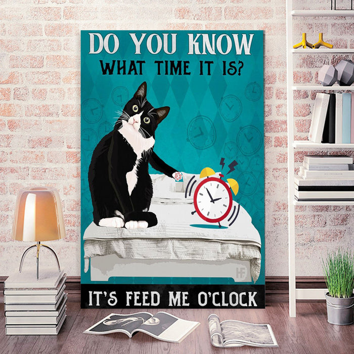 Funny It's Feed Me O'Clock Cat Cat Lover Gifts - Housewarming Gifts Canvas
