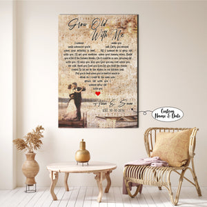 Personalized Grow Old With Me Lyrics Canvas - Anniversary- 0.75 & 1.5 In Framed -Wall Decor, Canvas Wall Art