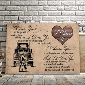 The Trucker - I Choose You To Do Life With Hand In Hand, Side By Side 0.75 & 1.5 In Framed Canvas - Wall Decor,Canvas Wall Art