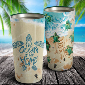 Turtle and Beach The Ocean Is My Home Stainless Steel Tumbler - Gift For Children