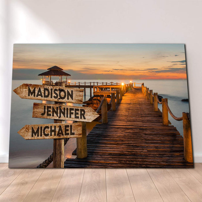 Personalized Sunset Dock Canvas - Street Signs Customized With Names Canvas