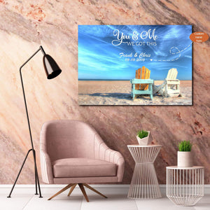 Personalized Relaxing on the Beach You And Me We Got This Framed Canvas - Couple Canvas -0.75 & 1.5 In Framed -Wall Decor, Canvas Wall Art