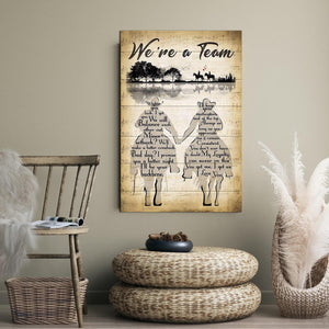 Couple Riding Horse We�EEE€�EEEre A Team Guitar Tree 0.75 & 1.5 In Framed Canvas- Anniversary Gifts - Home Decor, Canvas Wall Art