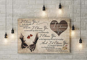 I Choose You To Do Life With Hand in Hand Side By Side Couple Canvas - 0.75 & 1.5 In Framed -Wall Decor,Canvas Wall Art