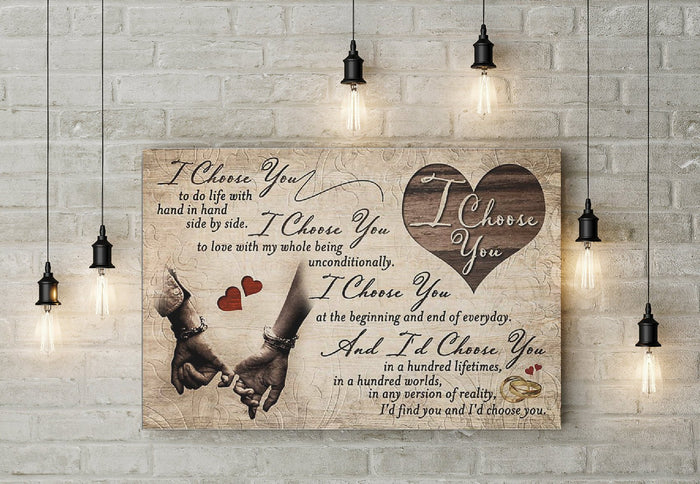 I Choose You To Do Life With Hand in Hand Side By Side Couple Canvas