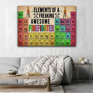Elements of a freaking awesome firefighter, Gift for Firefighter Canvas