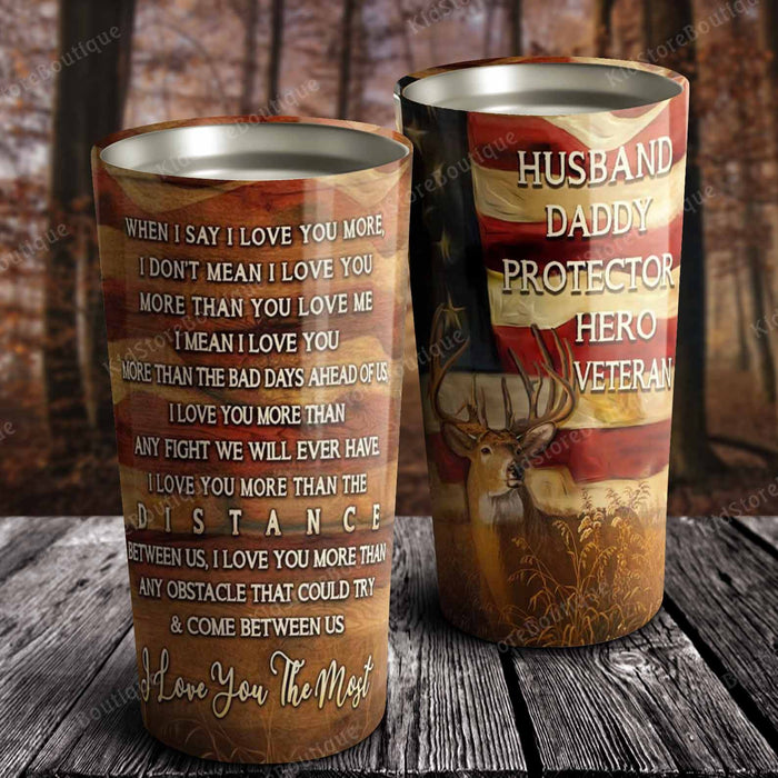 American Husband Daddy Protecter Hero Veteran Stainless Steel Tumbler Idea - Best Gifts For Dad