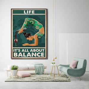 Yoga Wine Life It�EEE€�EEEs All About Balance Canvas - 0.75 & 1.5 In Framed - Home Living - Wall Decor, Canvas Wall Art