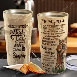 To My Dad - Wolf Heart, Gift for Dad Tumbler, Personalized Tumbler