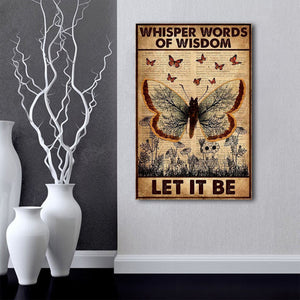 Butterfly Hippie Girl Whisper Words of Wisdom Let It Be Canvas- 0.75 & 1.5 In Framed Canvas - Home Wall Decor, Wall Art