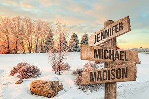 Beautiful Winter Multi-Names Premium Canvas - Family Street Signs Customized With Names- 0.75 & 1.5 In Framed -Wall Decor, Canvas Wall Art