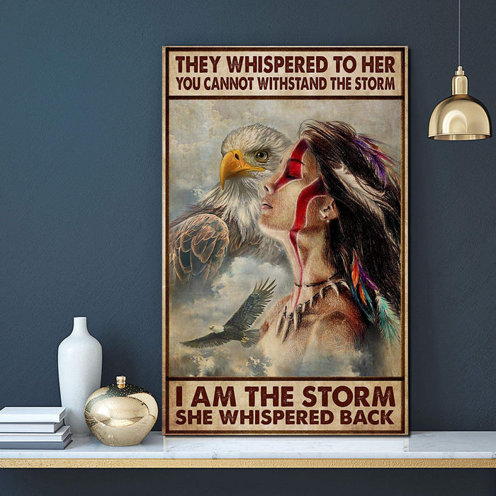 Taino Girl I Am The Storm She Whispered Back Vertical Gift Idea Canvas
