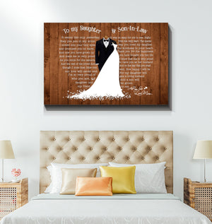 For My Daughter Will Gain A Loving Husband Daughter And Son In Law Canvas - Wedding Gifts- 0.75 & 1.5 In Framed -Wall Decor, Canvas Wall Art