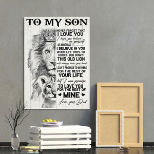 Lion To My Son Never Forget That I Love You This Old Lioness Canvas-Gifts For Son From Dad- 0.75 & 1.5 In Framed -Wall Decor,Canvas Wall Art